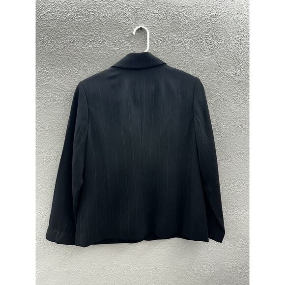 Covington Womens Blazer Size 10 Black Pink Pinstripe Button Up Suit Coat - Picture 7 of 11